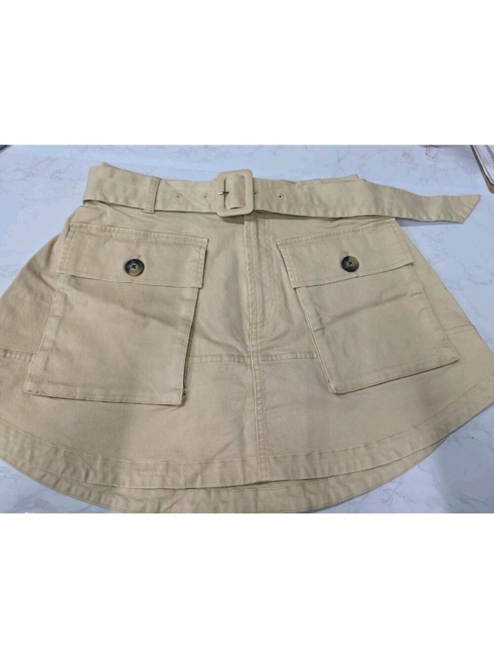 KBB by Kahlana Target Womens 4 Khaki Utility Mini Skirt Belted Cargo. Wl451